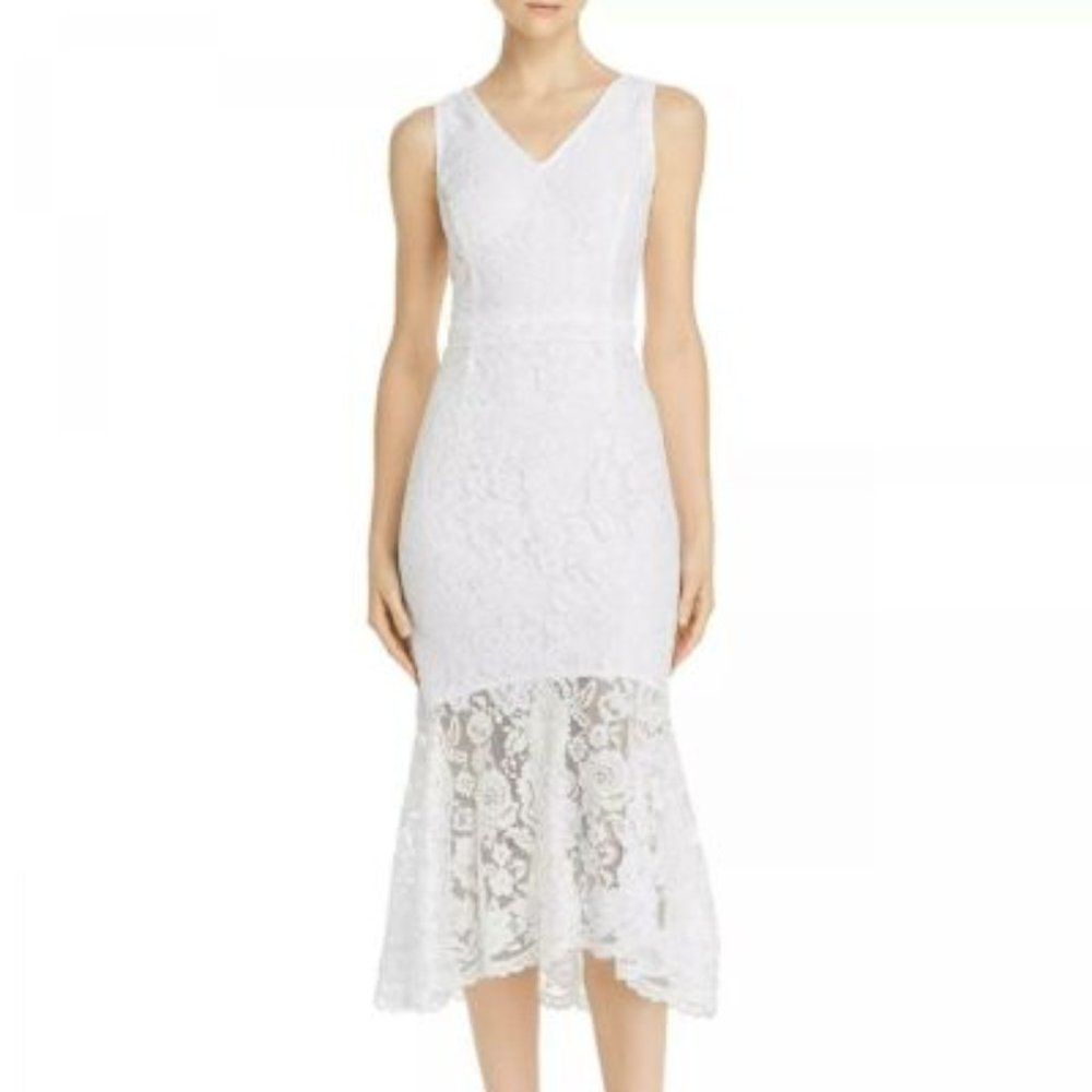 Nanette Lepore Wite V-Neck Sleeveless Lace Dress